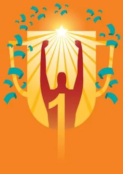Trophy of winner on orange background Stock Illustration