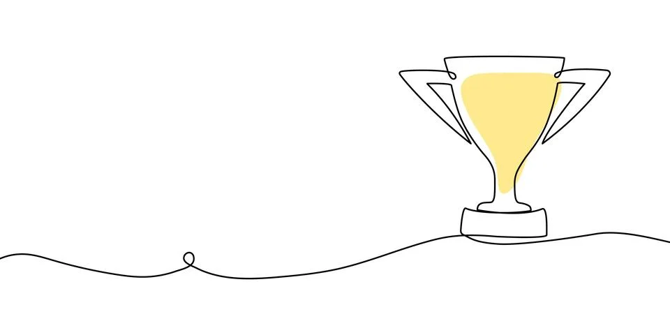 Trophy winner sketch in continuous line art. Single outline drawing depicts Stock Illustration