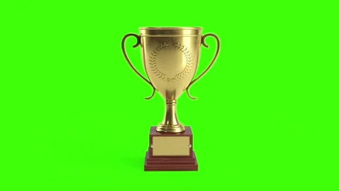 TROPHY winner winning trophy 3d animation with green screen background 4k video Stock Footage 317012408