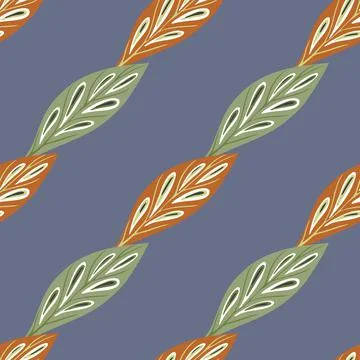 Tropic abstract seamless pattern with green and brown diagonal leaf ornament. Illustrazione stock