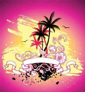 Tropic back with palms Stock Illustration