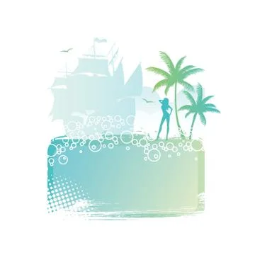 Tropic back with palms Stock Illustration