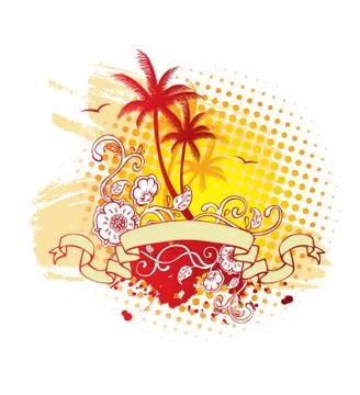 Tropic back with palms Stock Illustration