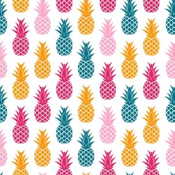 Tropic fruit Pineapple seamless pattern background design.  Illustration 스톡 일러스트