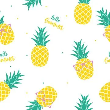 Tropic fruit Pineapple seamless pattern background design.  Illustration Illustrazione stock