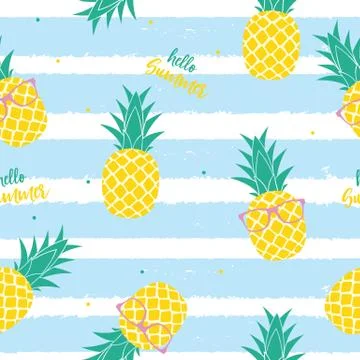 Tropic fruit Pineapple seamless pattern background design.  Illustration イラスト素材