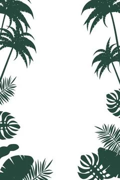 Tropic leaf poster frame, jungle plants exotic Stock Illustration