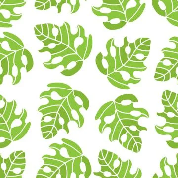 TROPIC MONSTERA Leaves Seamless Pattern Vector Illustration Stock Illustration