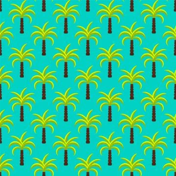 Tropic palm trees seamless vector pattern Illustrazione stock