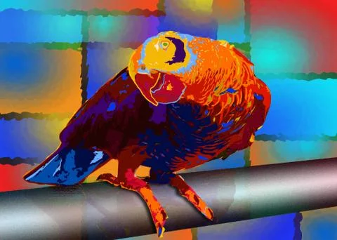 Tropic parrot bird Stock Illustration