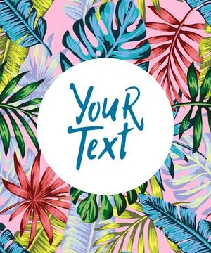 Tropic punk seamless pattern, background for flyer or social media post, pink Stock Illustration