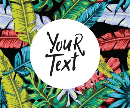 Tropic punk seamless pattern, background for flyer or social media post, blac Stock Illustration