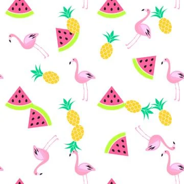 Tropic summer seamless white pattern Illustrazione stock