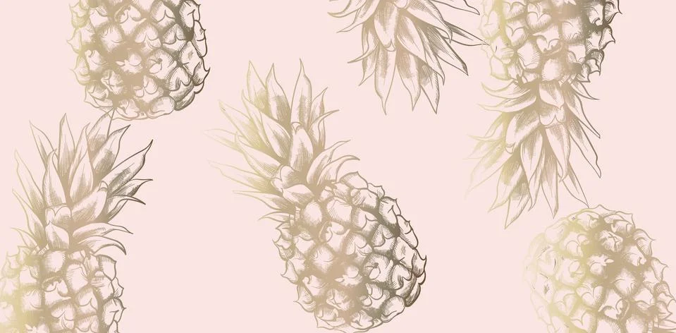 Tropic vintage pattern with pineapple Vector. Retro shiny design textures Stock Illustration