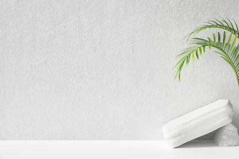 Tropical abstract background with white wall for display product 写真素材