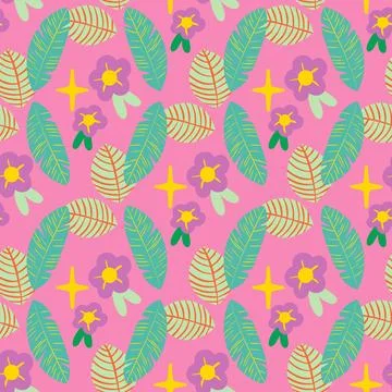 Tropical abstract plants seamless pattern Stock Illustration