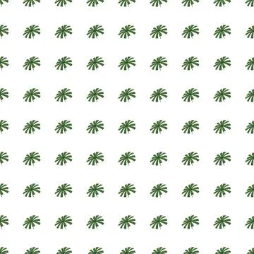 Tropical abstract seamless pattern with green little doodle palm licuala shap Stock Illustration