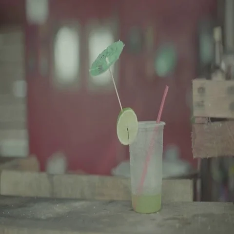 Tropical Alcoholic Beverage With Lime Stock Footage 69685936