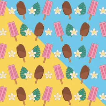 Tropical and summer items pattern 库存插图