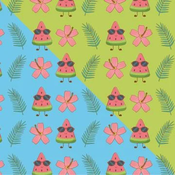 Tropical and summer items pattern Illustrazione stock