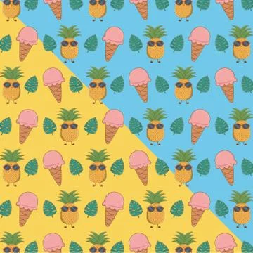 Tropical and summer items pattern Illustrazione stock