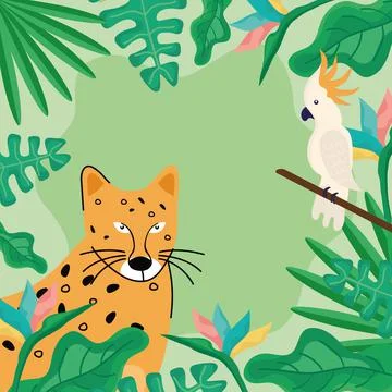 Tropical animals postcard 스톡 일러스트