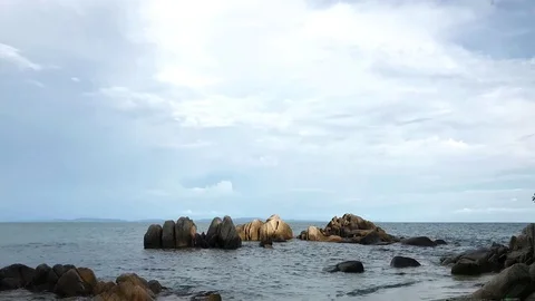 Tropical Apocalyptic dramatic clouds and sunset time-lapse in the sea. Video stock 82247926