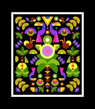 Tropical Applique, print on t-shirt Stock Illustration