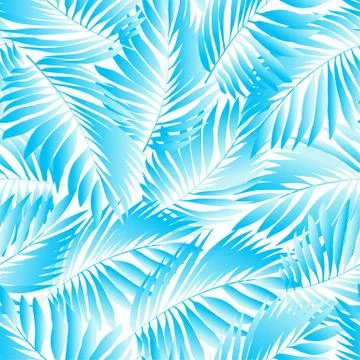 Tropical aqua leaves in a seamless pattern Stock Illustration