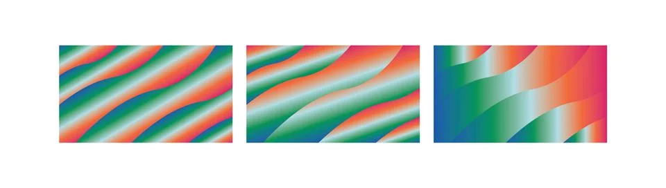 Tropical Aurora Gradient Wave Backgrounds in Green Blue Orange Red for Exot.. Stock Illustration