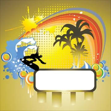 Tropical background and frame, hand drawn vector illustration Stock Illustration
