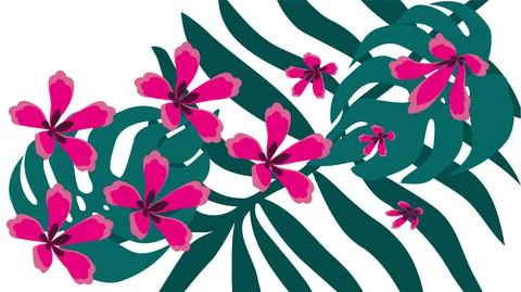 Tropical background with exotic nature. Vector dimensionless graphics. Stock Illustration