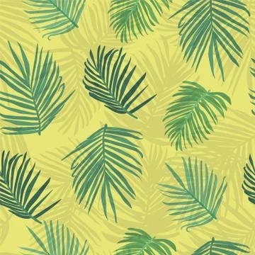 Tropical background palm tree leaf seamless pattern Illustrazione stock