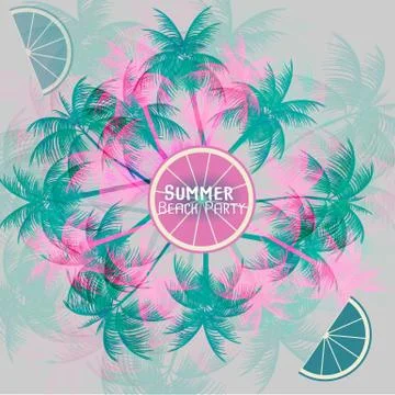 Tropical Background with Palm Tree - Vector Illustration Illustrazione stock