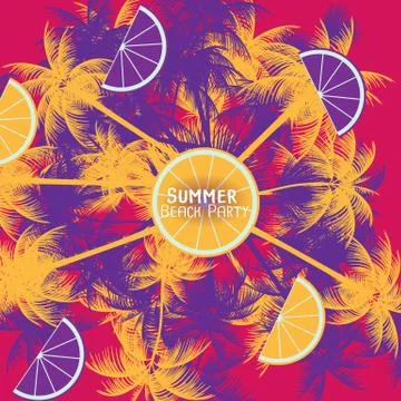 Tropical Background with Palm Tree - Vector Illustration Stock Illustration