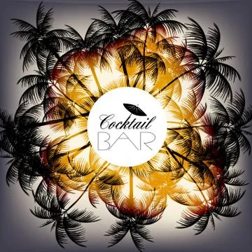 Tropical Background with Palm Tree - Vector Illustration Stock Illustration