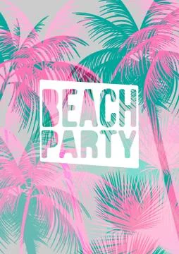 Tropical Background with Palm Tree - Vector Illustration Stock Illustration