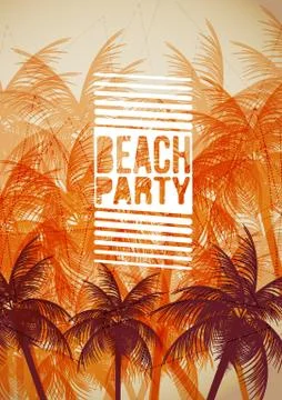 Tropical Background with Palm Tree - Vector Illustration Stock Illustration