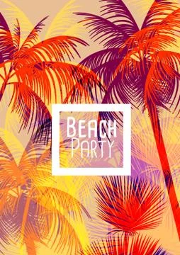 Tropical Background with Palm Tree - Vector Illustration Stock Illustration