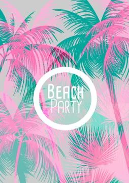 Tropical Background with Palm Tree - Vector Illustration Stock Illustration