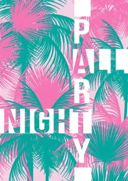 Tropical Background with Palm Tree - Vector Illustration Stock Illustration