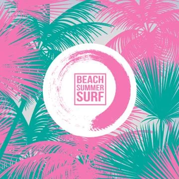 Tropical Background with Palm Tree - Vector Illustration Stock Illustration