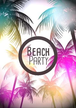 Tropical Background with Palm Tree - Vector Illustration. Stock Illustration