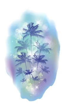 Tropical background with palm trees, vector illustration Stock Illustration