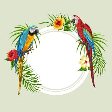 Tropical background with parrots. Illustrazione stock