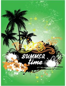 Tropical background, summer time, vector. Stock Illustration