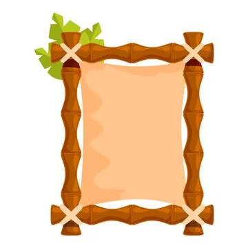 Tropical bamboo frame holding empty parchment with leaves decoration Stock Illustration