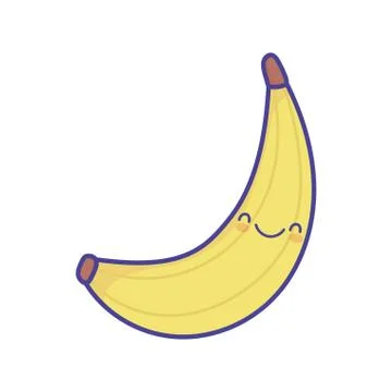 Tropical banana fruit cartoon food cute flat style icon Stock Illustration