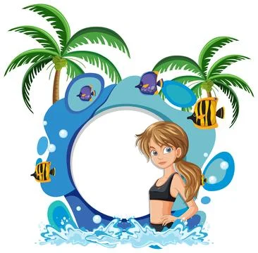 Tropical Beach Adventure Frame Stock-Illustration