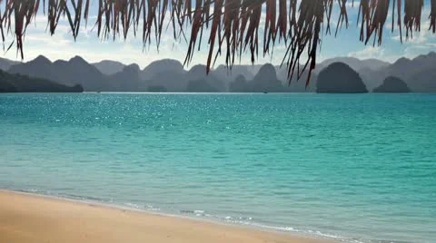 Tropical beach and mountains Stock Footage